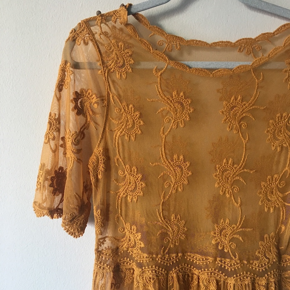 Mesh Floral Embroidered Babydoll Dress